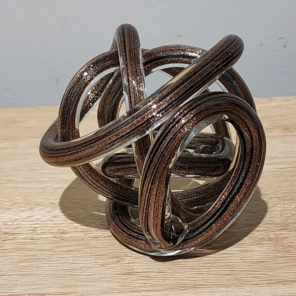 Intricate Brown Glitter and Black Glass Accent Sphere